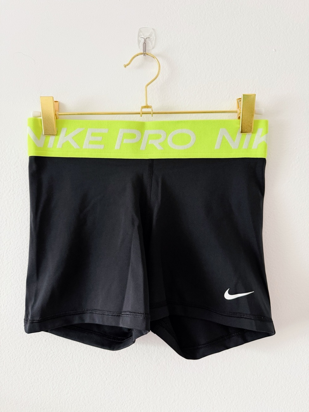 Nike Black Shorts with Neon Yellow Waistband